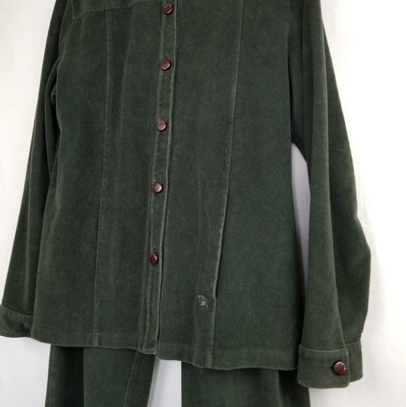 Burberry London Hunter Green Corduroy Stretch Cotton Pants Suit Size 10/Large - Picture 4 of 14